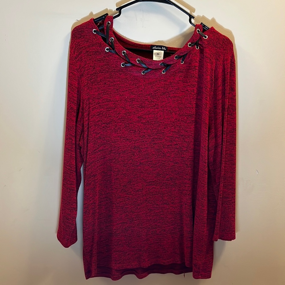 Red and black dress shirt